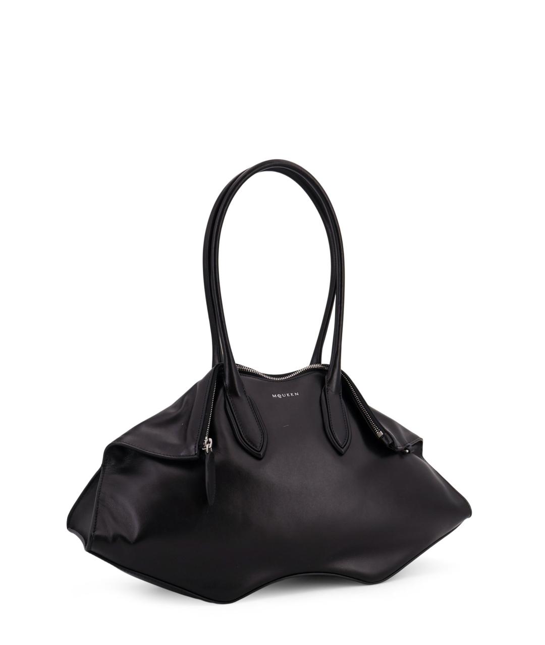 ALEXANDER MCQUEEN Черная кожаная сумка тоут, фото 3