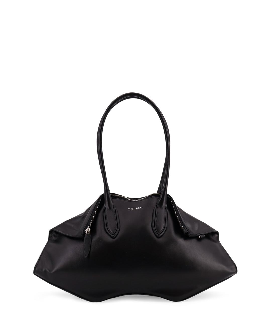 ALEXANDER MCQUEEN Черная кожаная сумка тоут, фото 1
