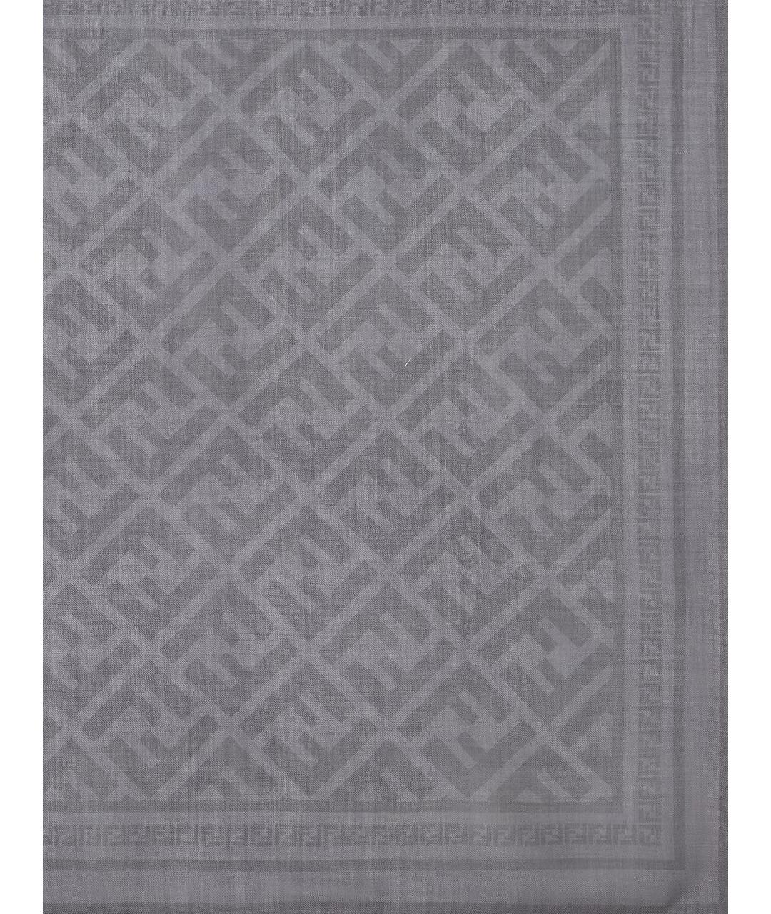 FENDI Серый шерстяной шарф, фото 2