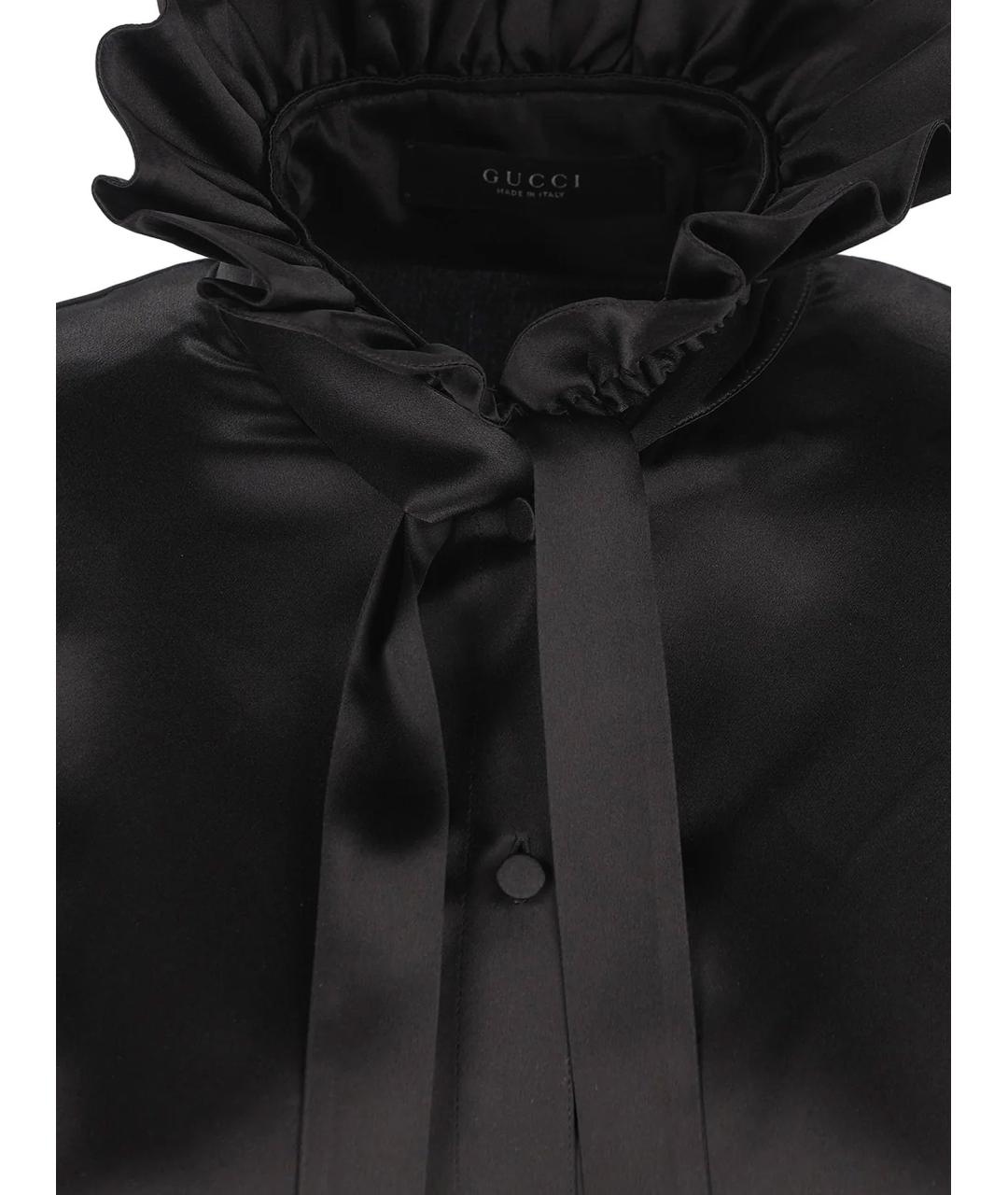 GUCCI Черная шелковая блузы, фото 3