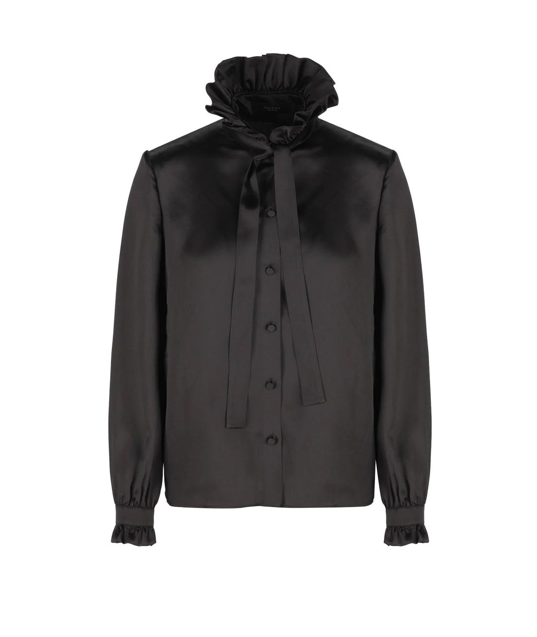 GUCCI Черная шелковая блузы, фото 1