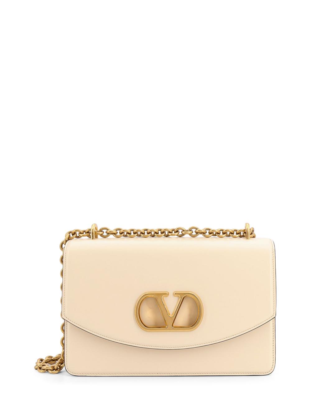 VALENTINO Бежевая кожаная сумка через плечо, фото 1