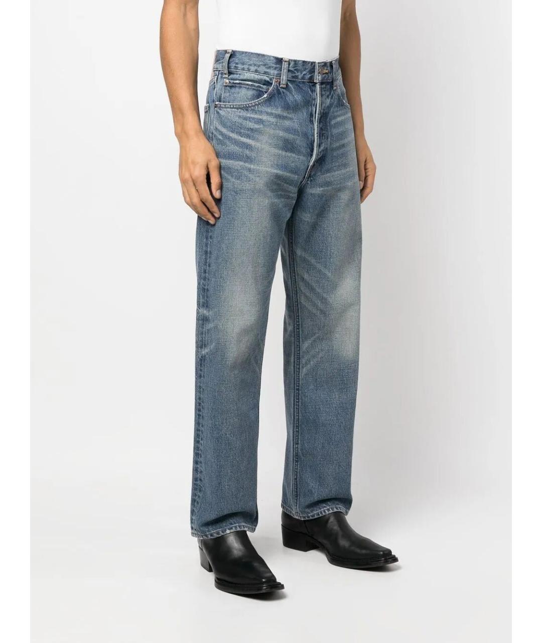 CELINE Голубые хлопковые прямые джинсы, фото 3