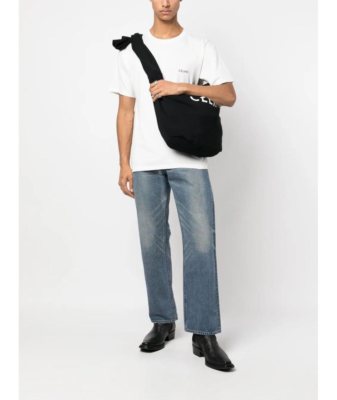 CELINE Голубые хлопковые прямые джинсы, фото 5