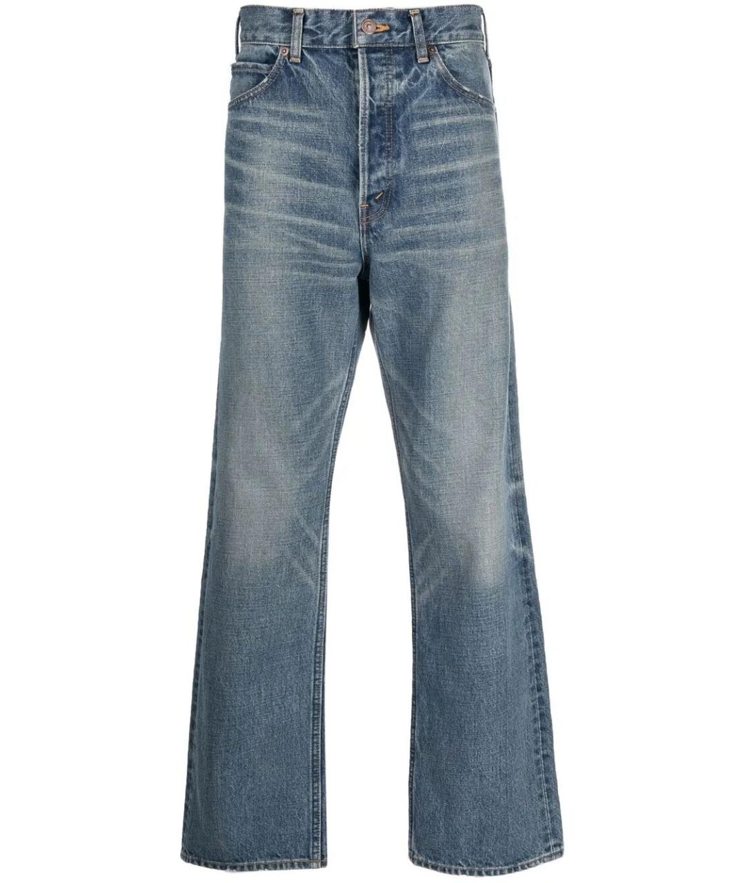 CELINE Голубые хлопковые прямые джинсы, фото 1