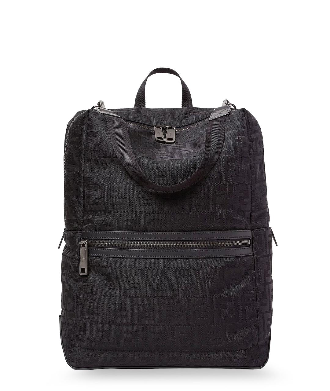 FENDI Антрацитовый жаккардовый рюкзак, фото 1