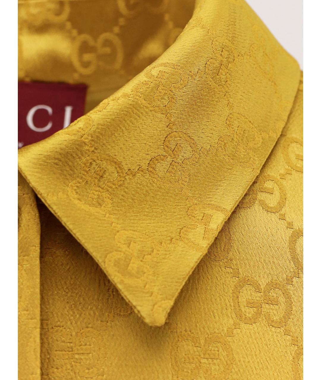 GUCCI Горчичное шелковое повседневное платье, фото 3