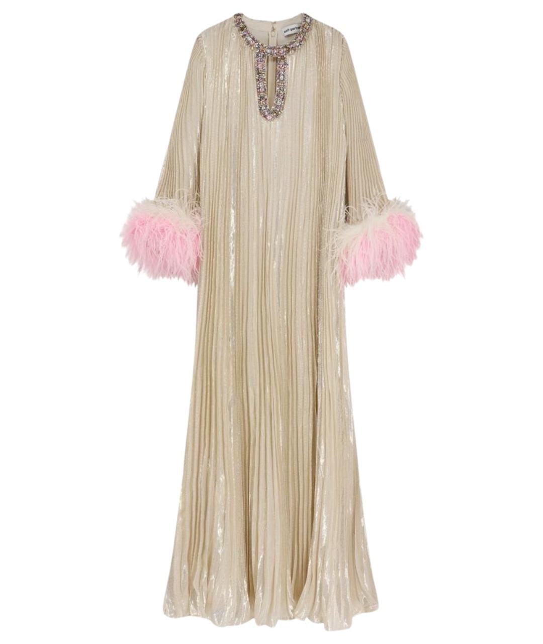 SELF-PORTRAIT Бежевое шелковое коктейльное платье, фото 1