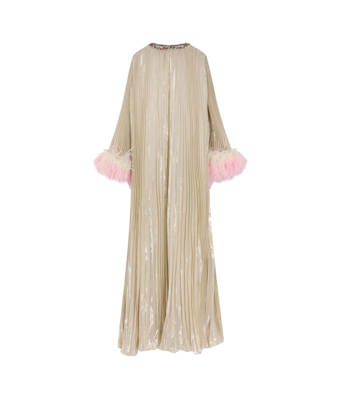 SELF-PORTRAIT Бежевое шелковое коктейльное платье, фото 2