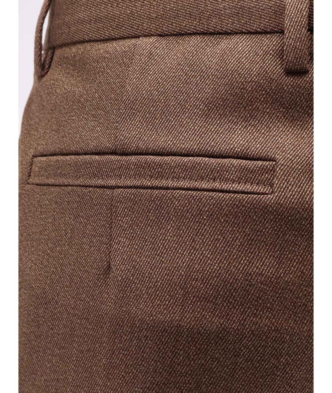 ZEGNA Коричневые шерстяные повседневные брюки, фото 3
