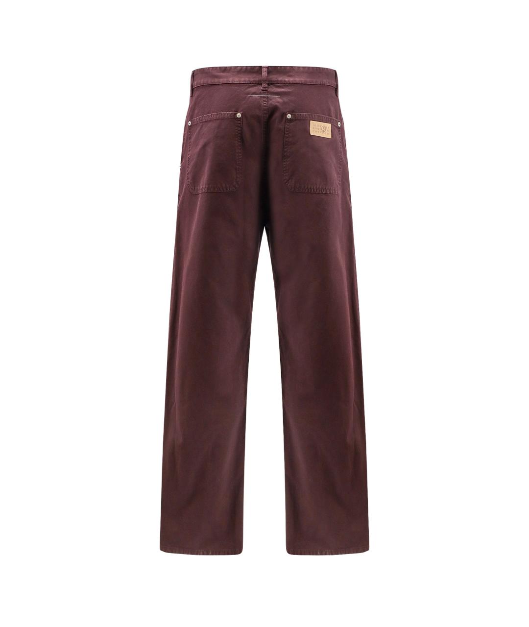 MM6 MAISON MARGIELA Бордовые хлопковые повседневные брюки, фото 2