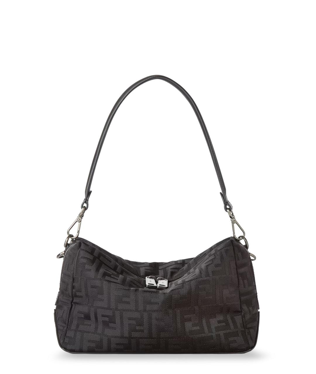 FENDI Черная жаккардовая сумка на плечо, фото 1