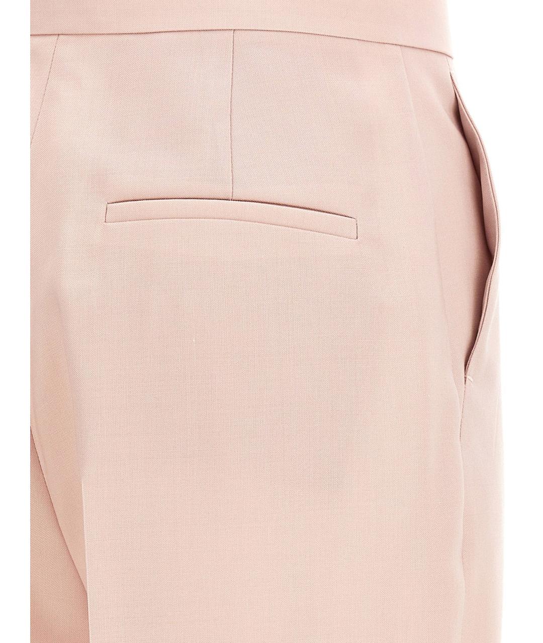 MAX MARA Розовые шерстяные прямые брюки, фото 3