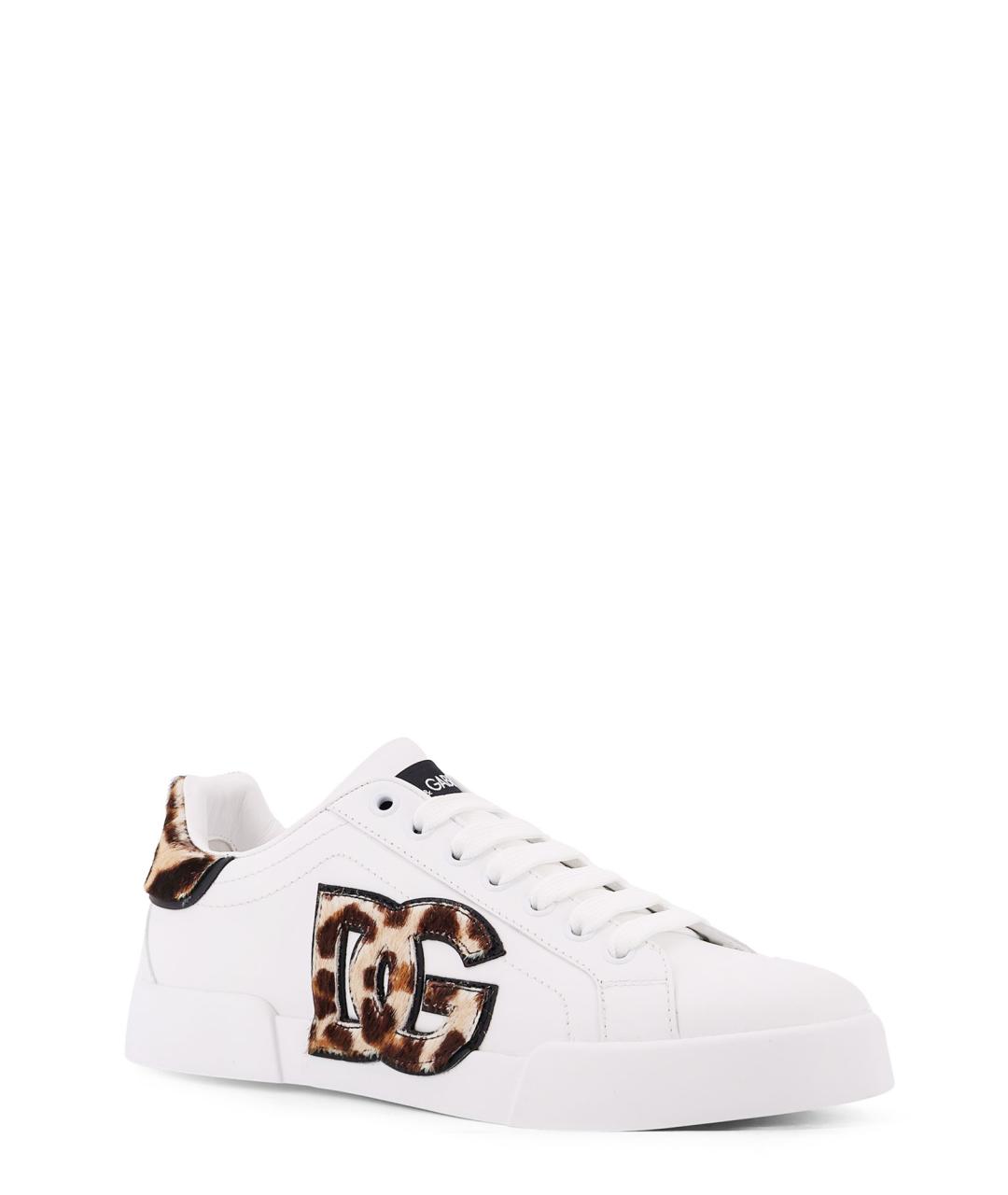 DOLCE&GABBANA Белые кожаные кроссовки, фото 2