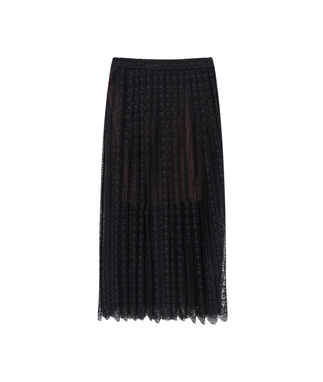 SELF-PORTRAIT Черная полиэстеровая юбка миди, фото 1