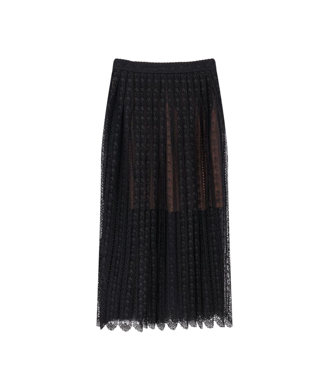 SELF-PORTRAIT Черная полиэстеровая юбка миди, фото 2