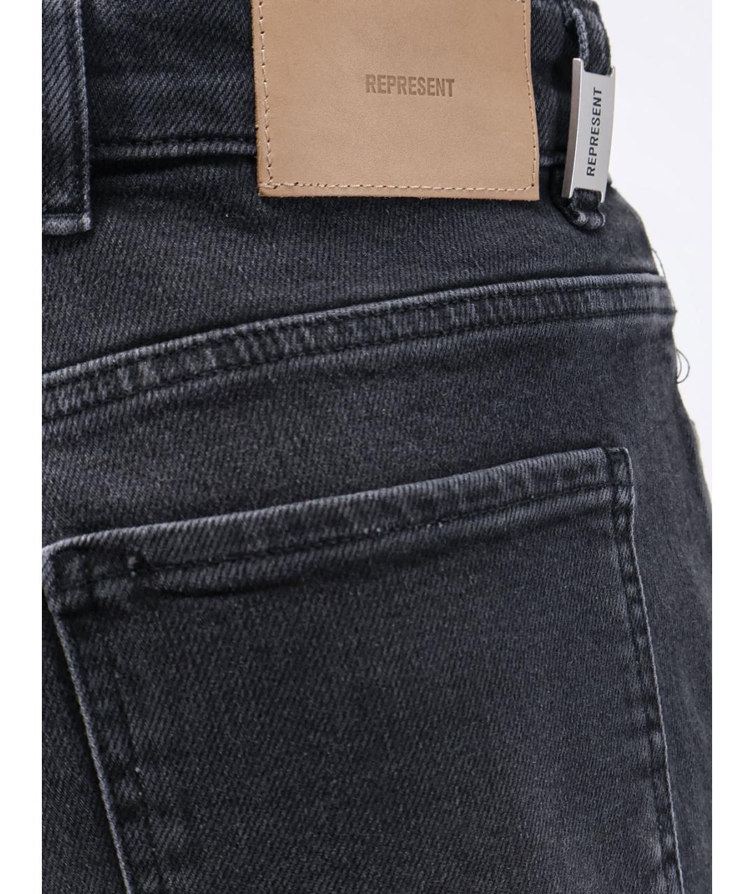 REPRESENT Черные хлопко-эластановые прямые джинсы, фото 3
