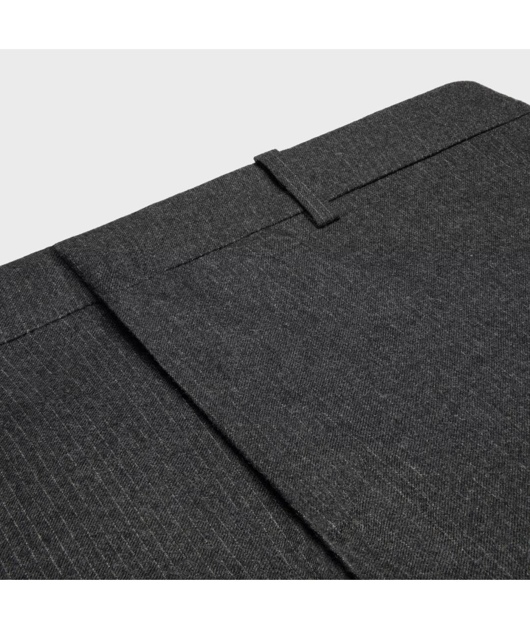 CELINE Антрацитовые шерстяные повседневные брюки, фото 4