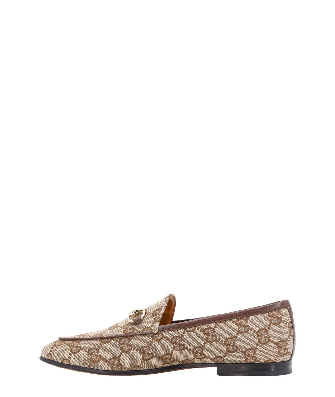 GUCCI Бежевые текстильные лоферы, фото 3