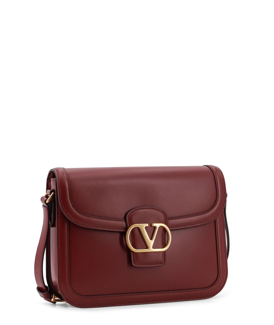 VALENTINO Бордовая кожаная сумка через плечо, фото 3
