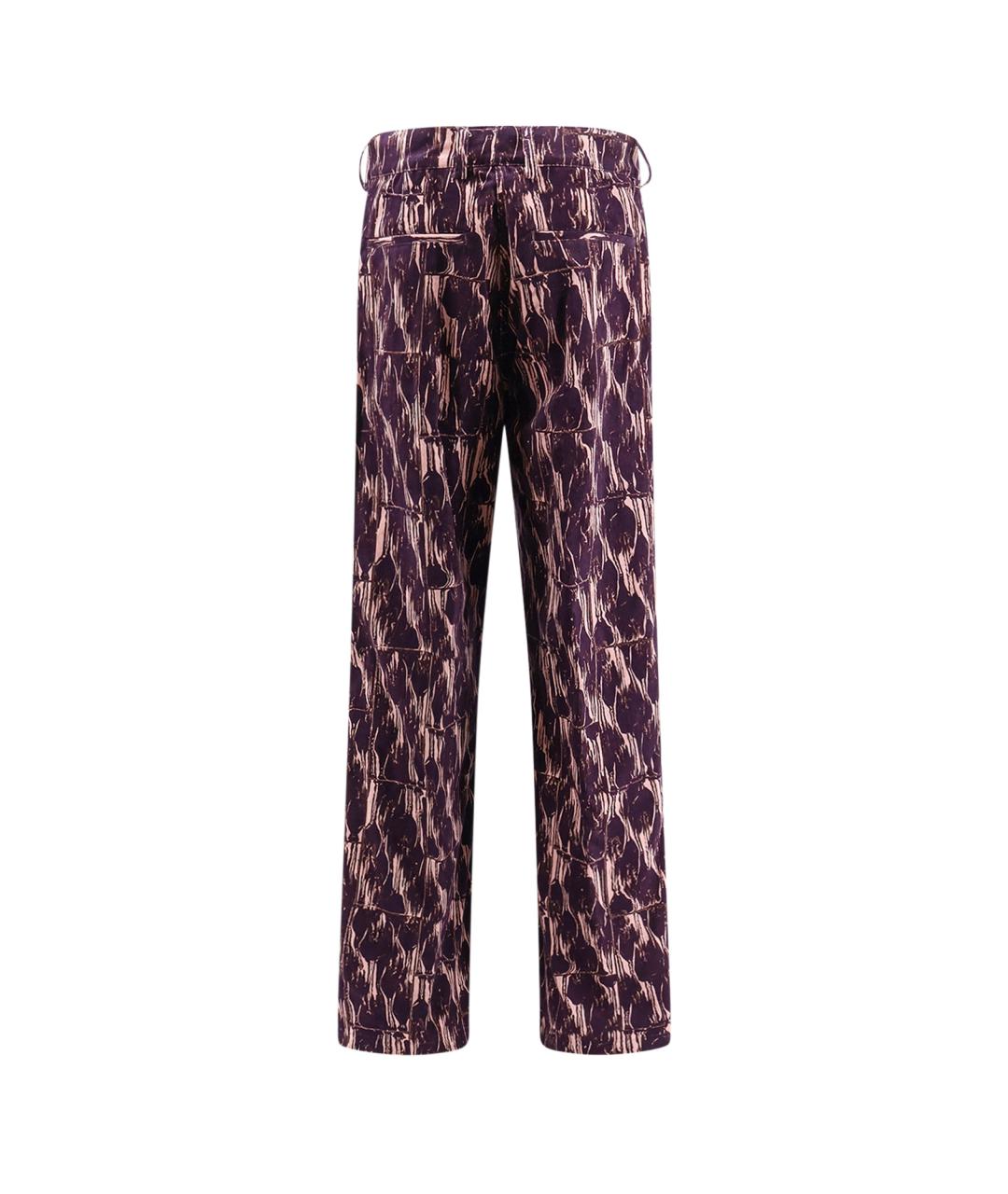 DRIES VAN NOTEN Фиолетовые хлопковые прямые брюки, фото 2