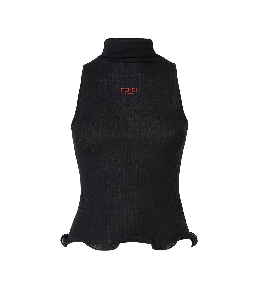 FENDI Черная шерстяная майка, фото 1