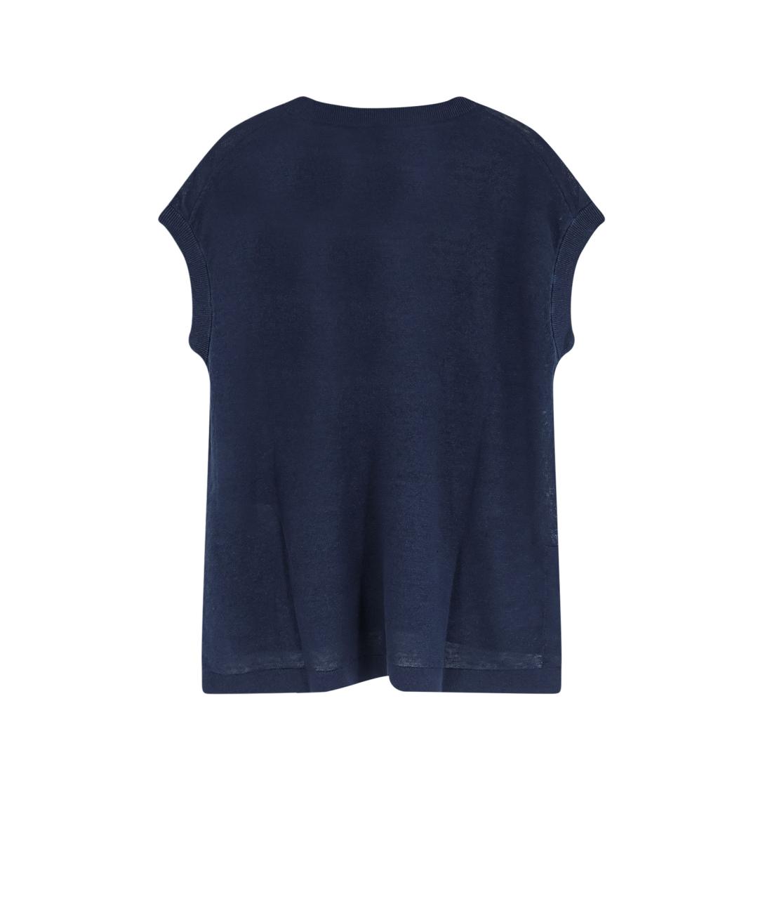 'S MAX MARA Синяя льняная футболка, фото 2