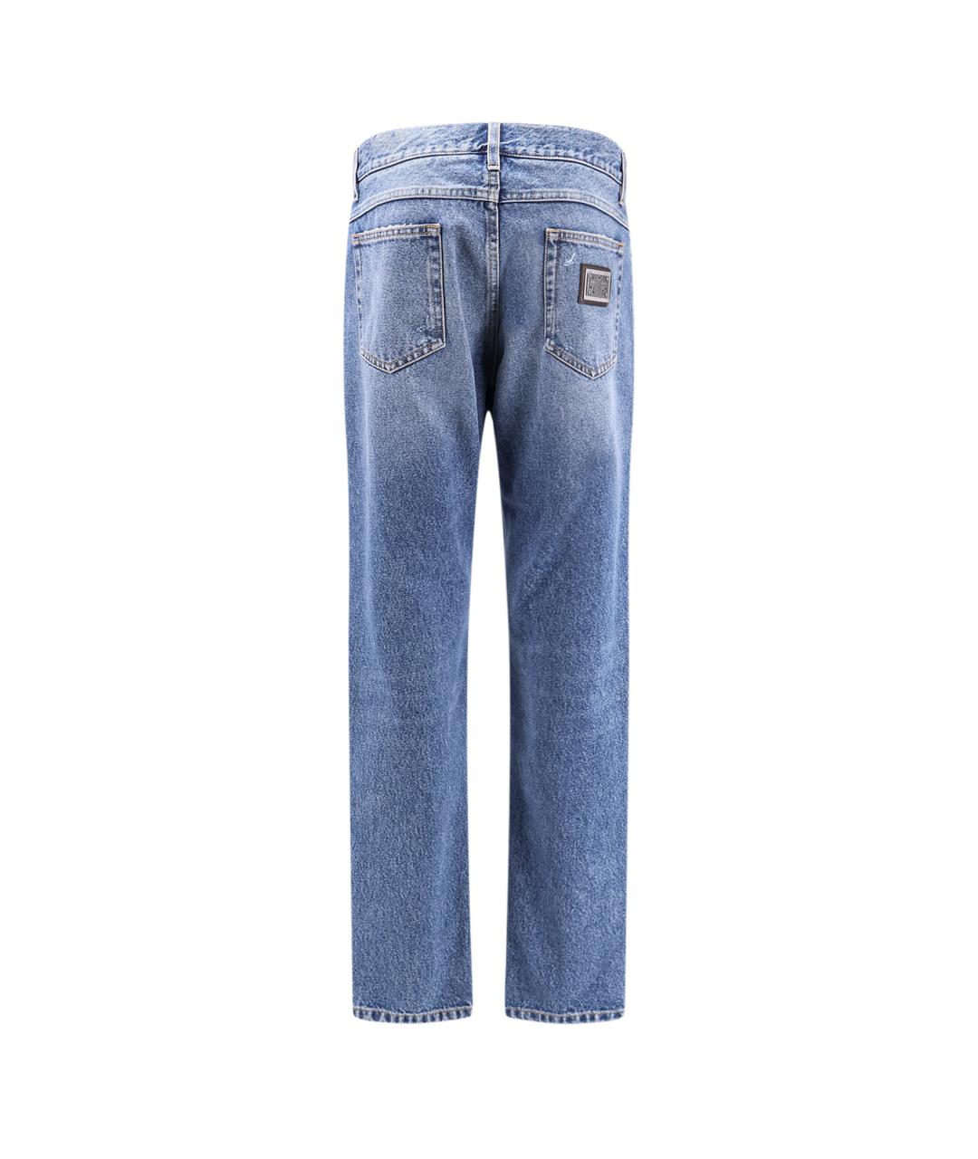 DOLCE&GABBANA Голубые хлопковые прямые джинсы, фото 2