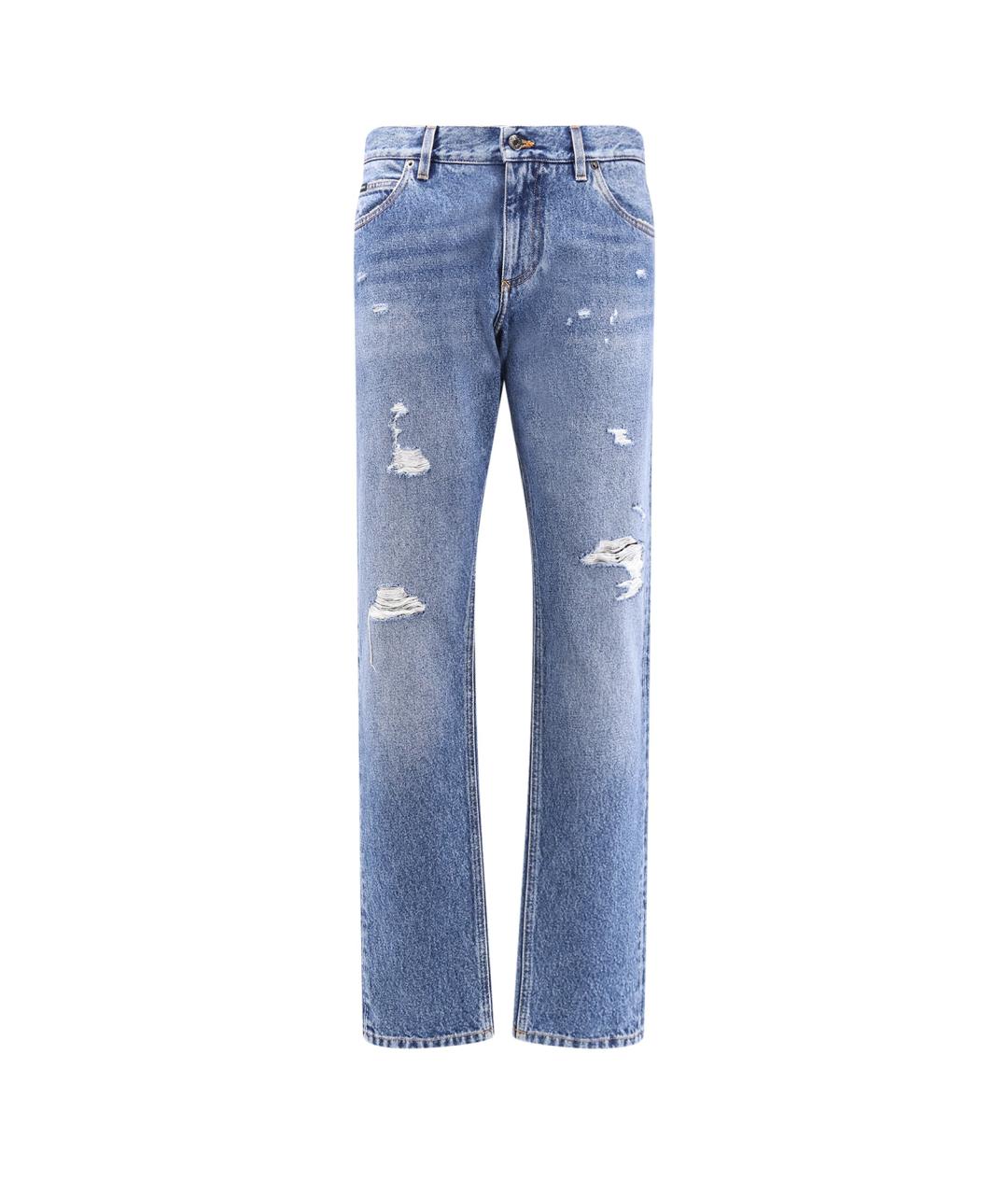 DOLCE&GABBANA Голубые хлопковые прямые джинсы, фото 1