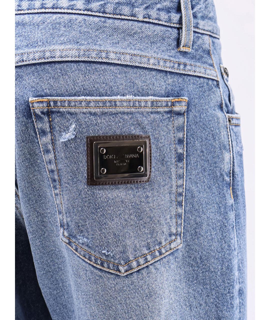 DOLCE&GABBANA Голубые хлопковые прямые джинсы, фото 3