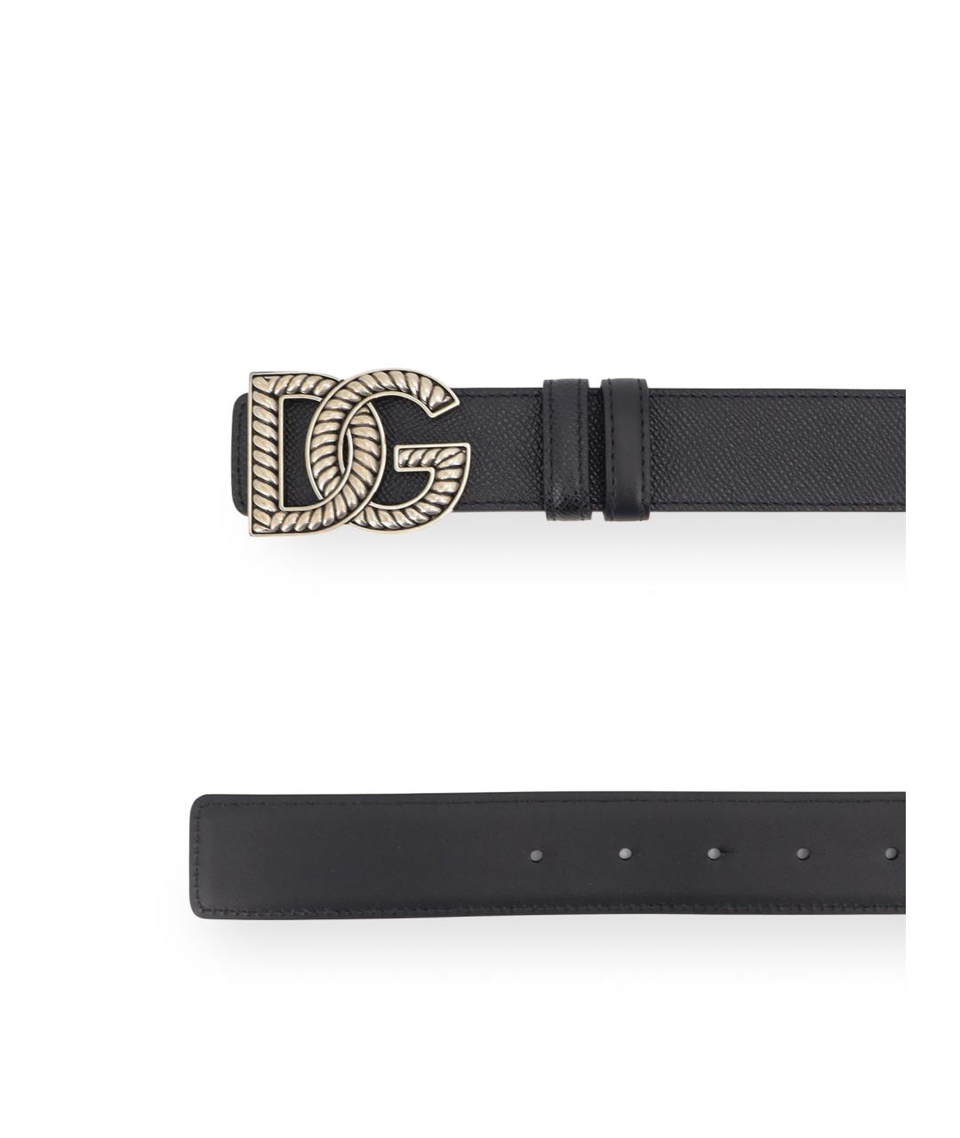 DOLCE&GABBANA Черный кожаный ремень, фото 2