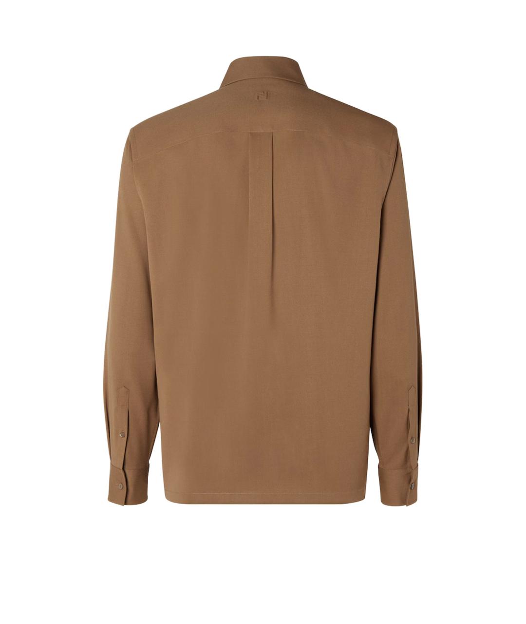 FENDI Коричневая шерстяная кэжуал рубашка, фото 2