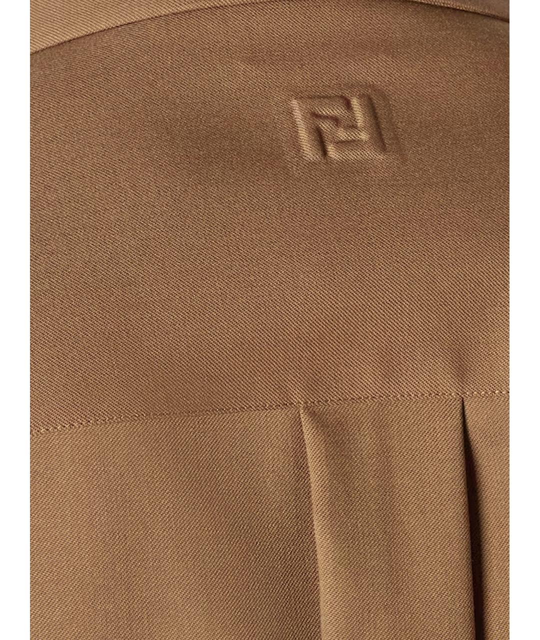 FENDI Коричневая шерстяная кэжуал рубашка, фото 3