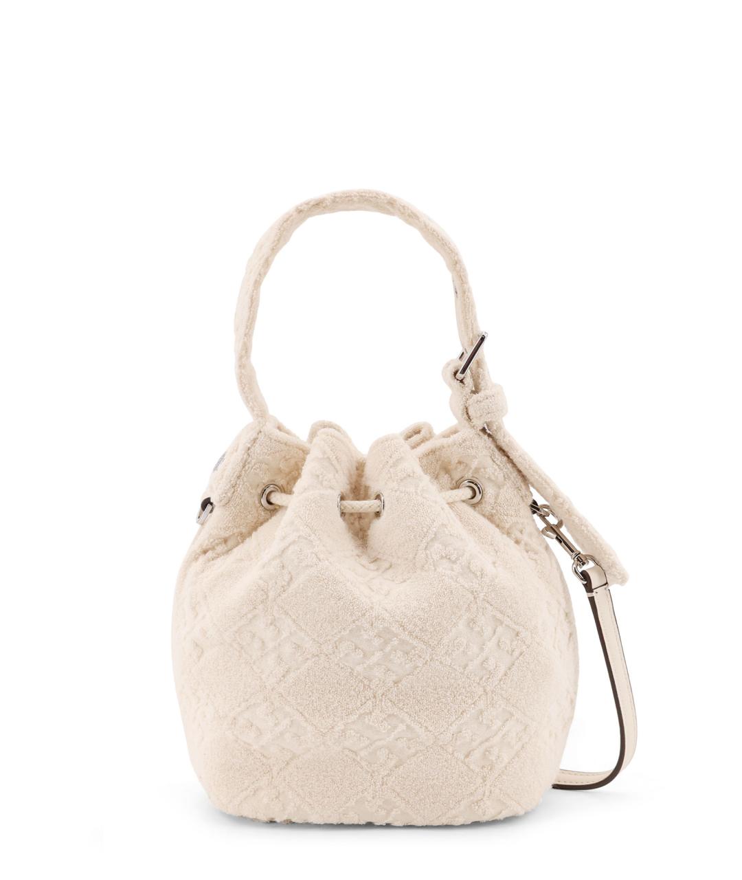 TORY BURCH Бежевая тканевая сумка с короткими ручками, фото 2