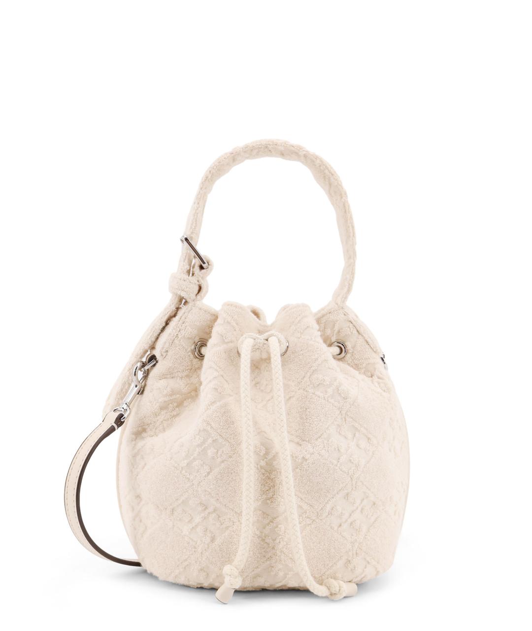 TORY BURCH Бежевая тканевая сумка с короткими ручками, фото 1