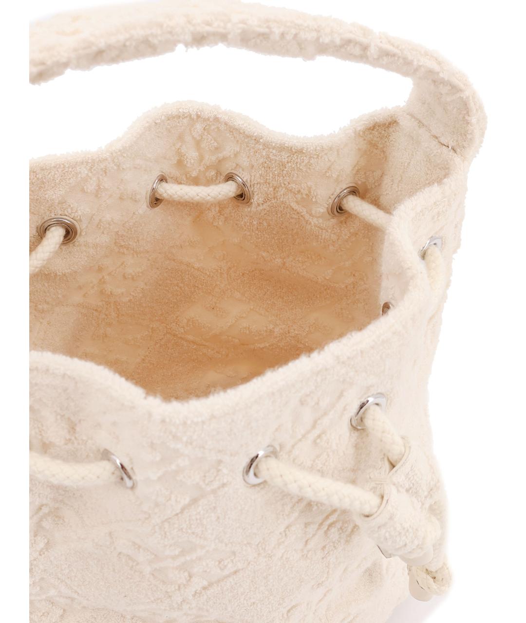 TORY BURCH Бежевая тканевая сумка с короткими ручками, фото 4