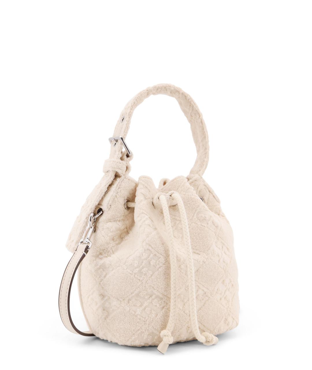 TORY BURCH Бежевая тканевая сумка с короткими ручками, фото 3