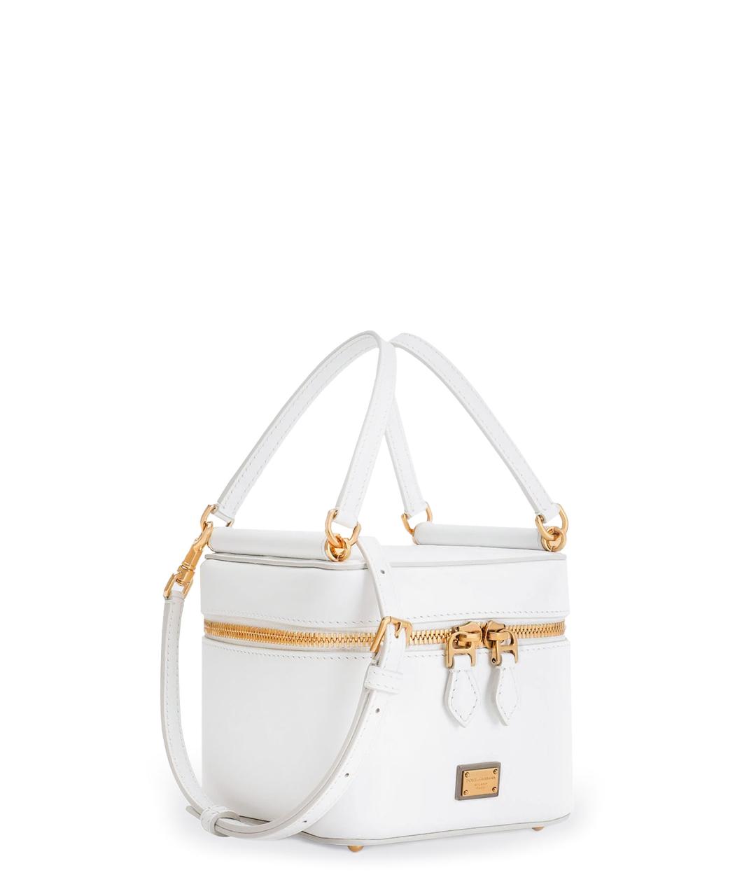 DOLCE&GABBANA Белая кожаная сумка с короткими ручками, фото 3