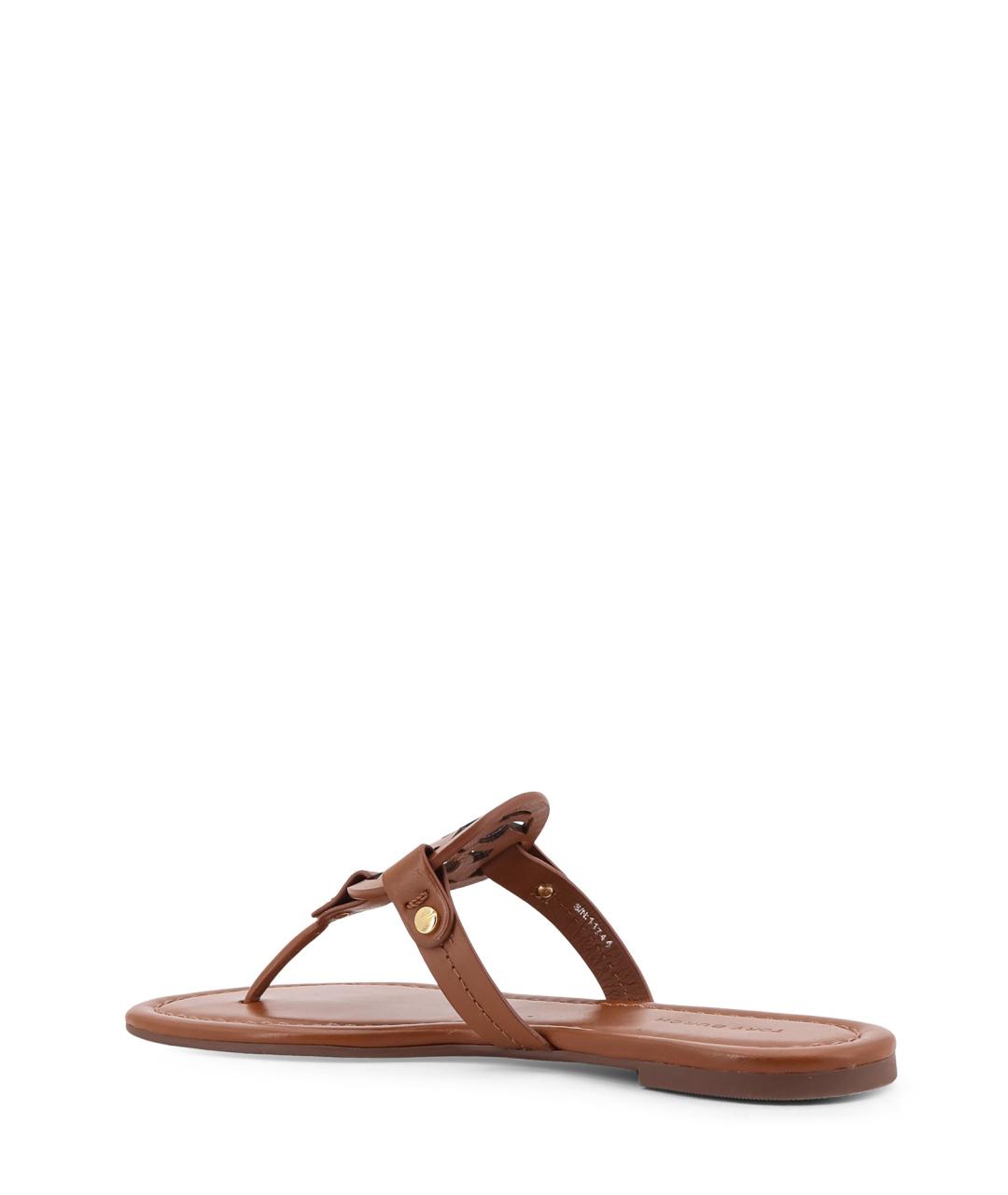 TORY BURCH Коричневые кожаные шлепанцы, фото 3