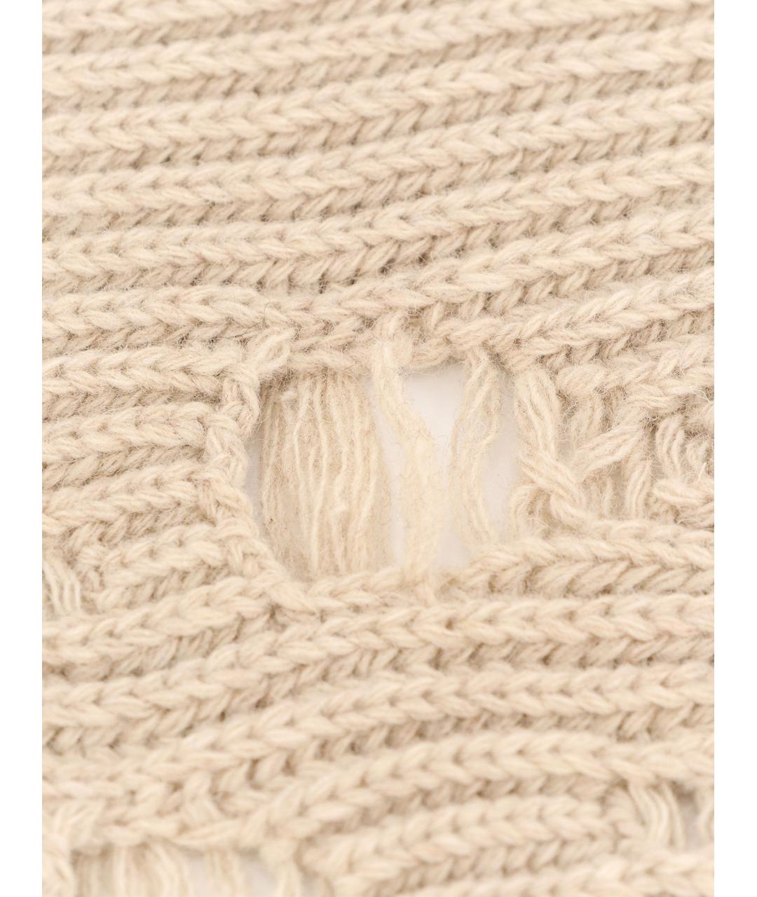 MM6 MAISON MARGIELA Бежевый шерстяной шарф, фото 3