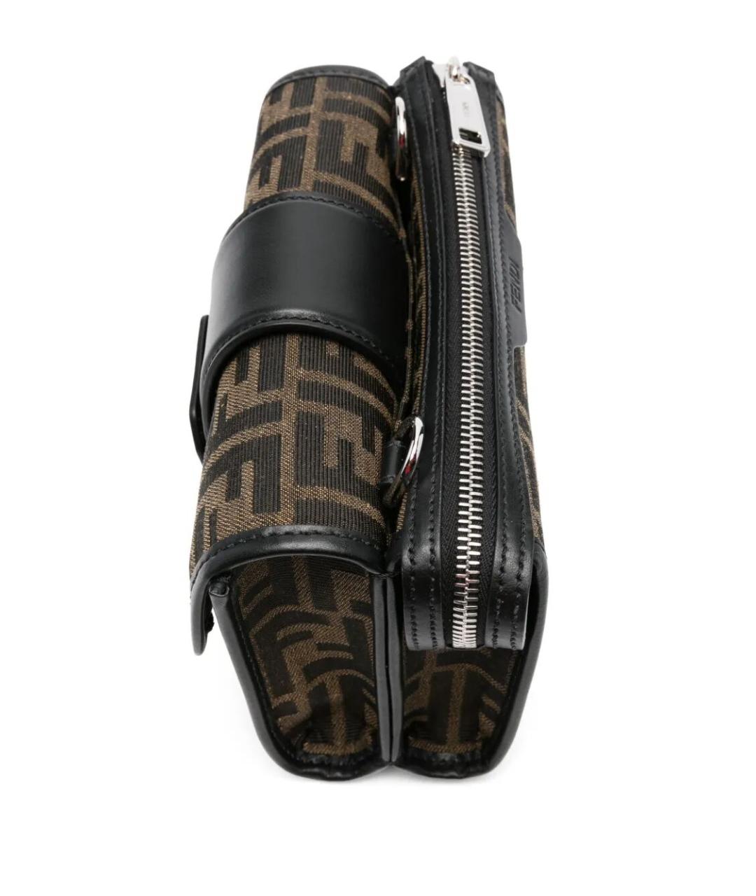 FENDI Коричневая жаккардовая сумка на плечо, фото 3