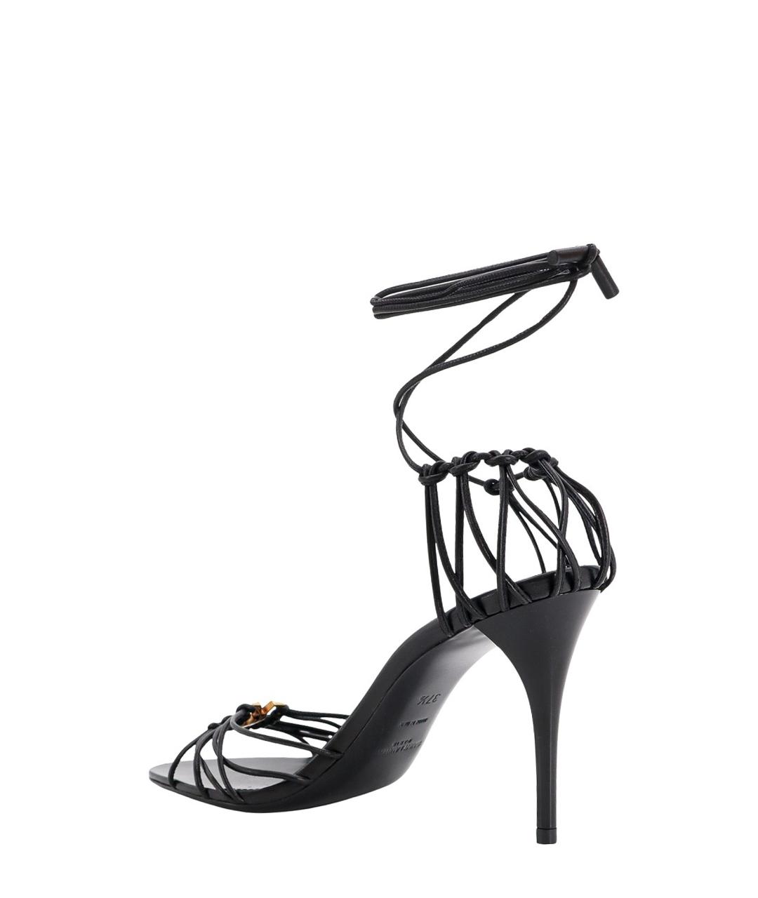 SAINT LAURENT Черные кожаные босоножки, фото 3