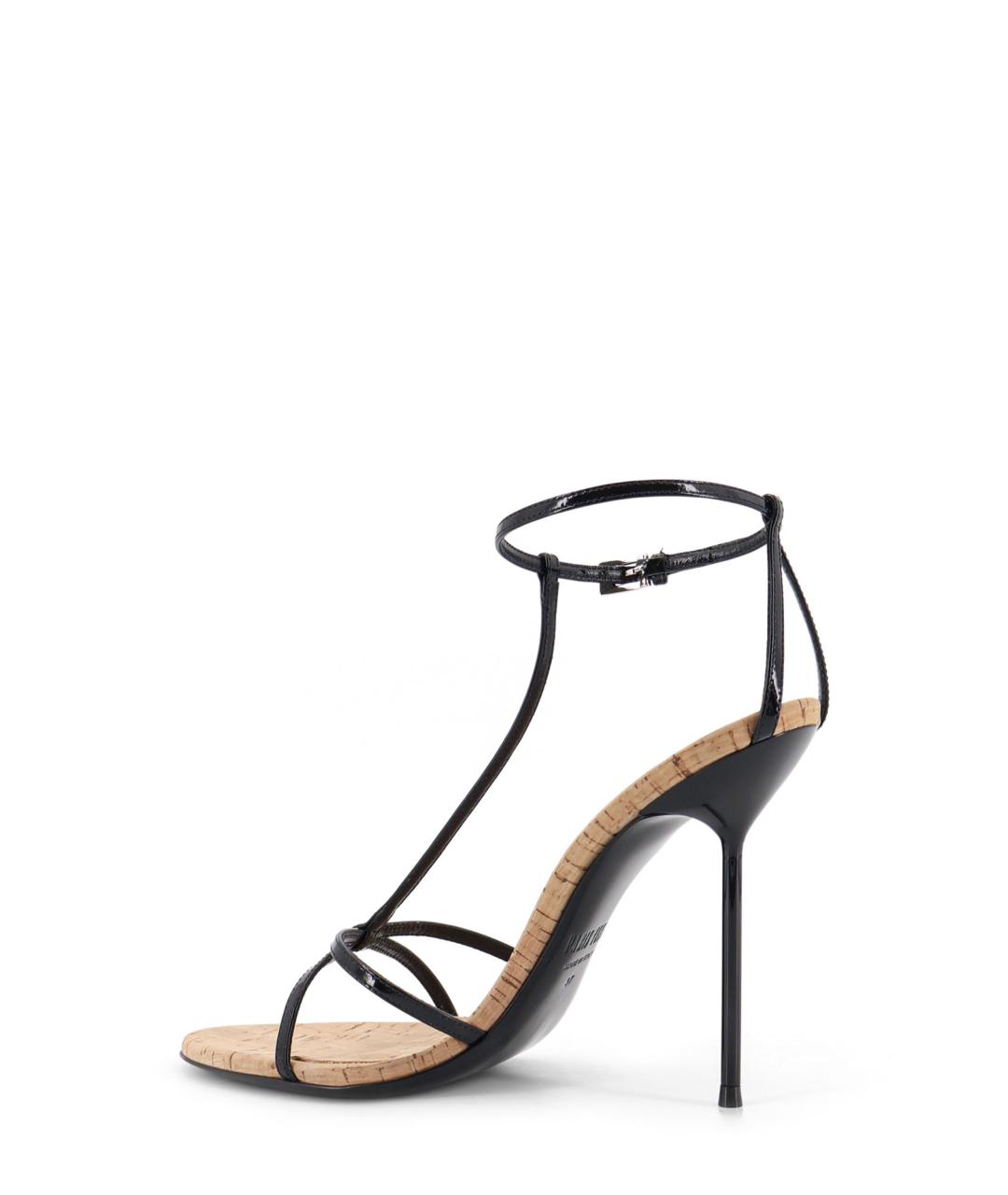 PARIS TEXAS Черные кожаные босоножки, фото 3