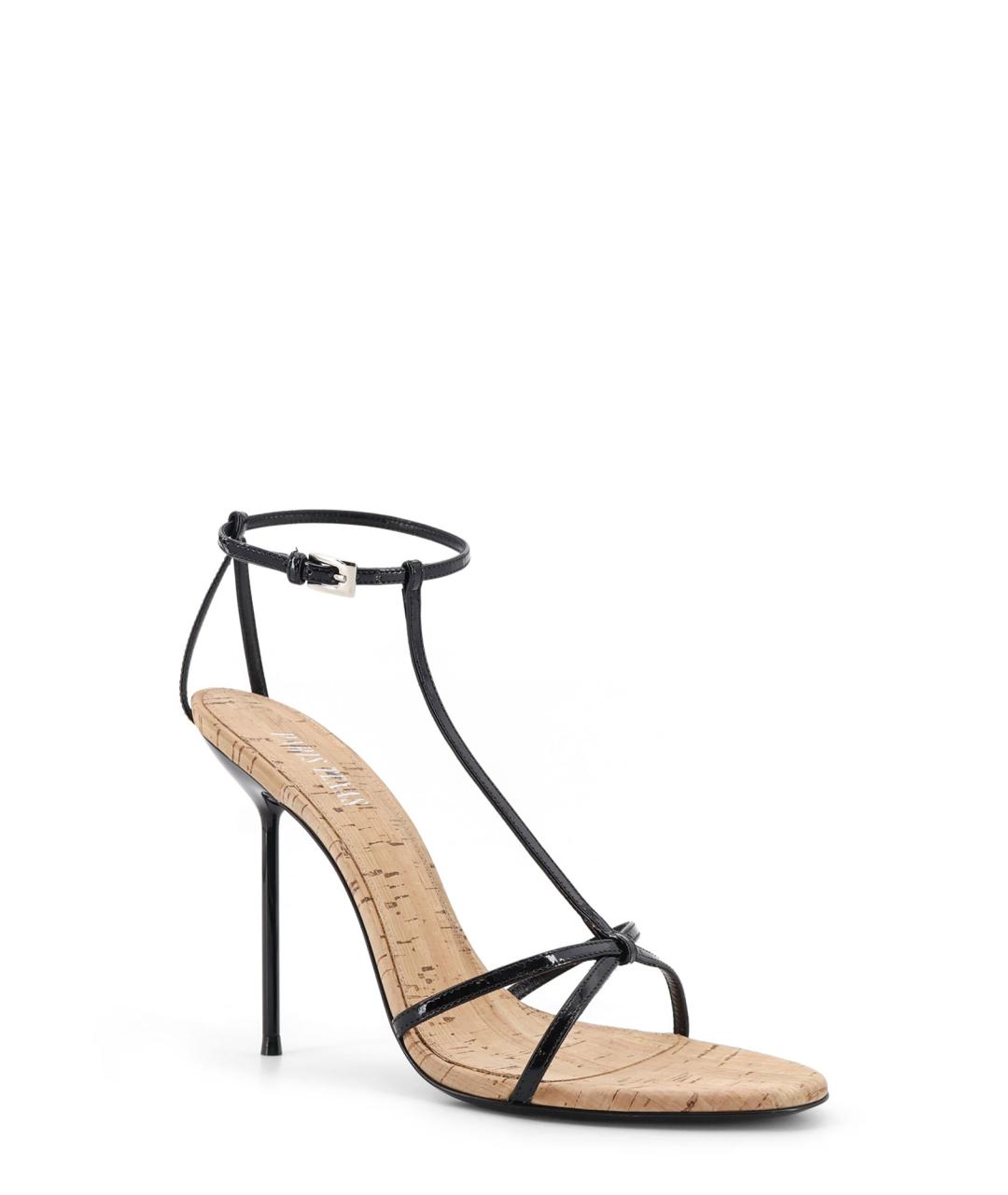 PARIS TEXAS Черные кожаные босоножки, фото 2