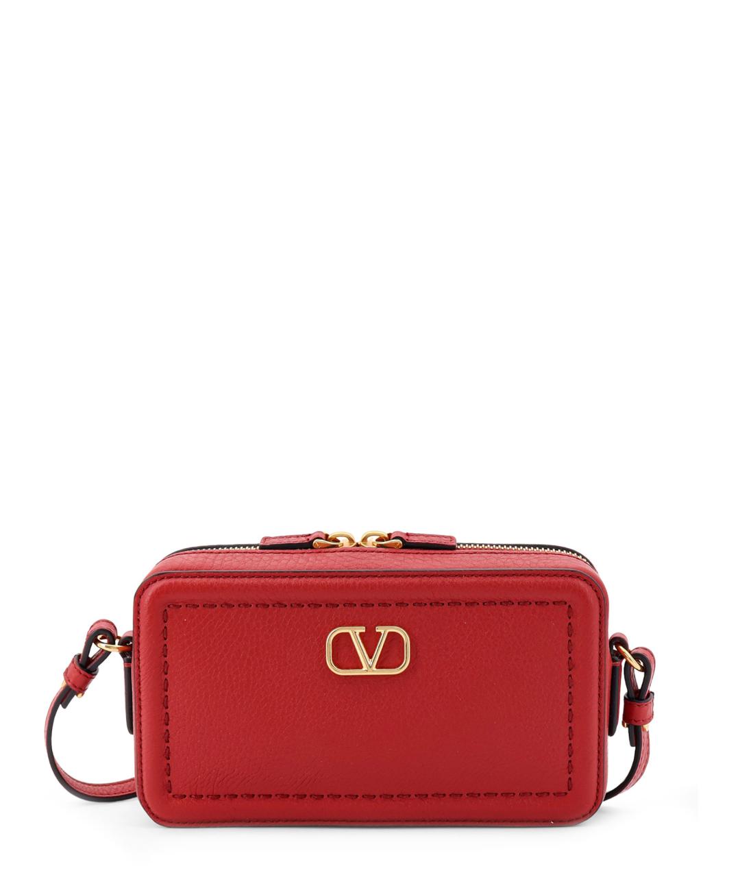VALENTINO Красная кожаная сумка через плечо, фото 1