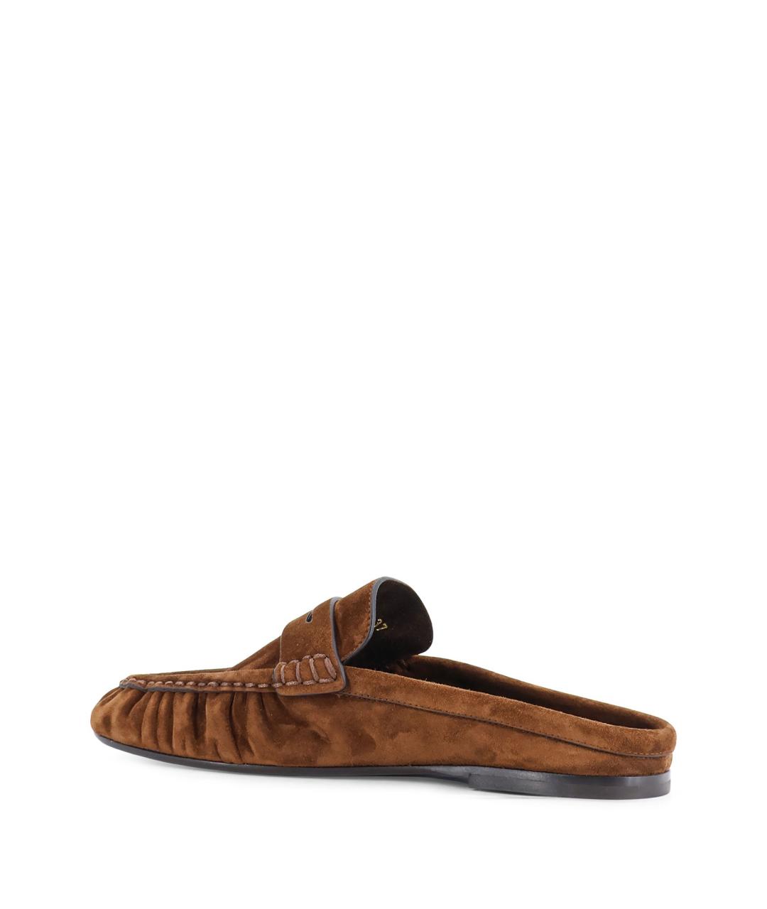 SAINT LAURENT Коричневые замшевые мюли, фото 3