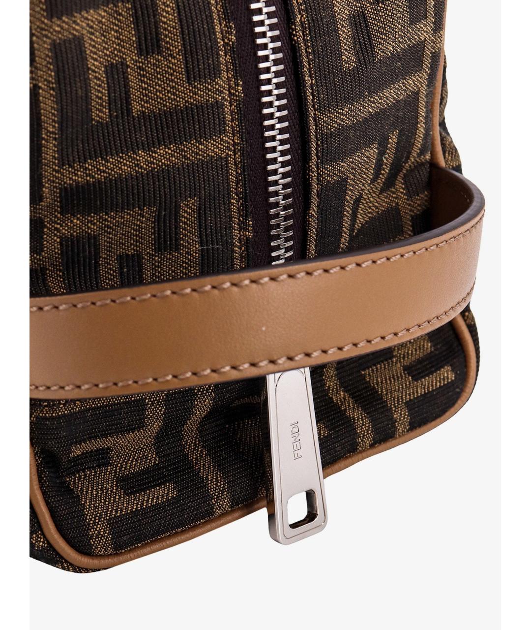 FENDI Коричневая жаккардовая барсетка, фото 3