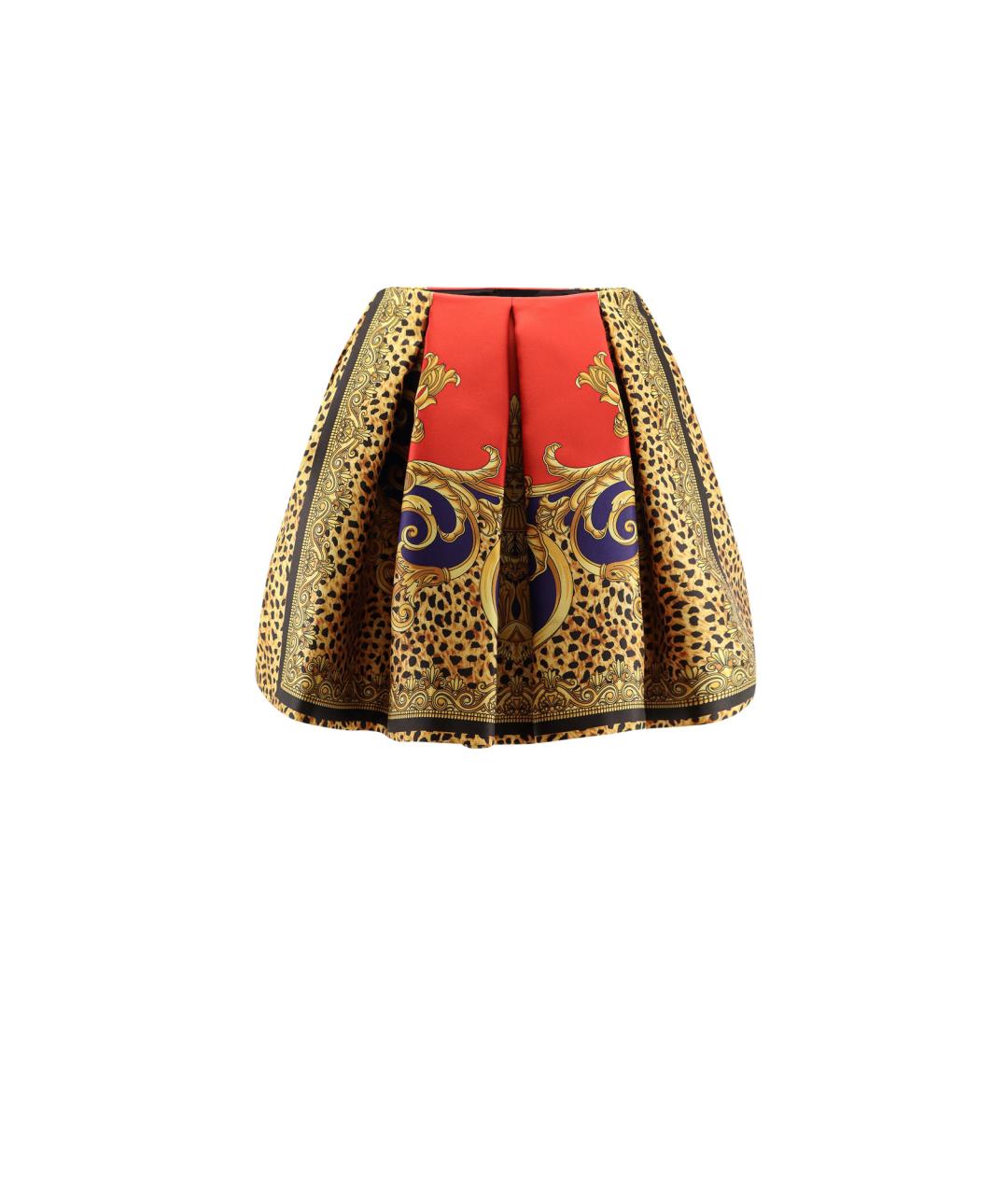 VERSACE Мульти шелковая юбка мини, фото 2