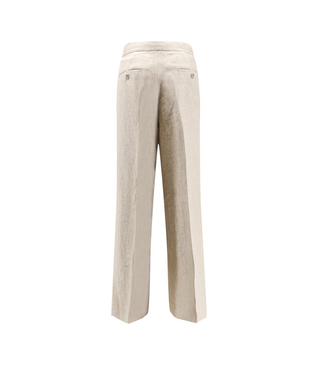 MAX MARA Бежевые льняные прямые брюки, фото 2