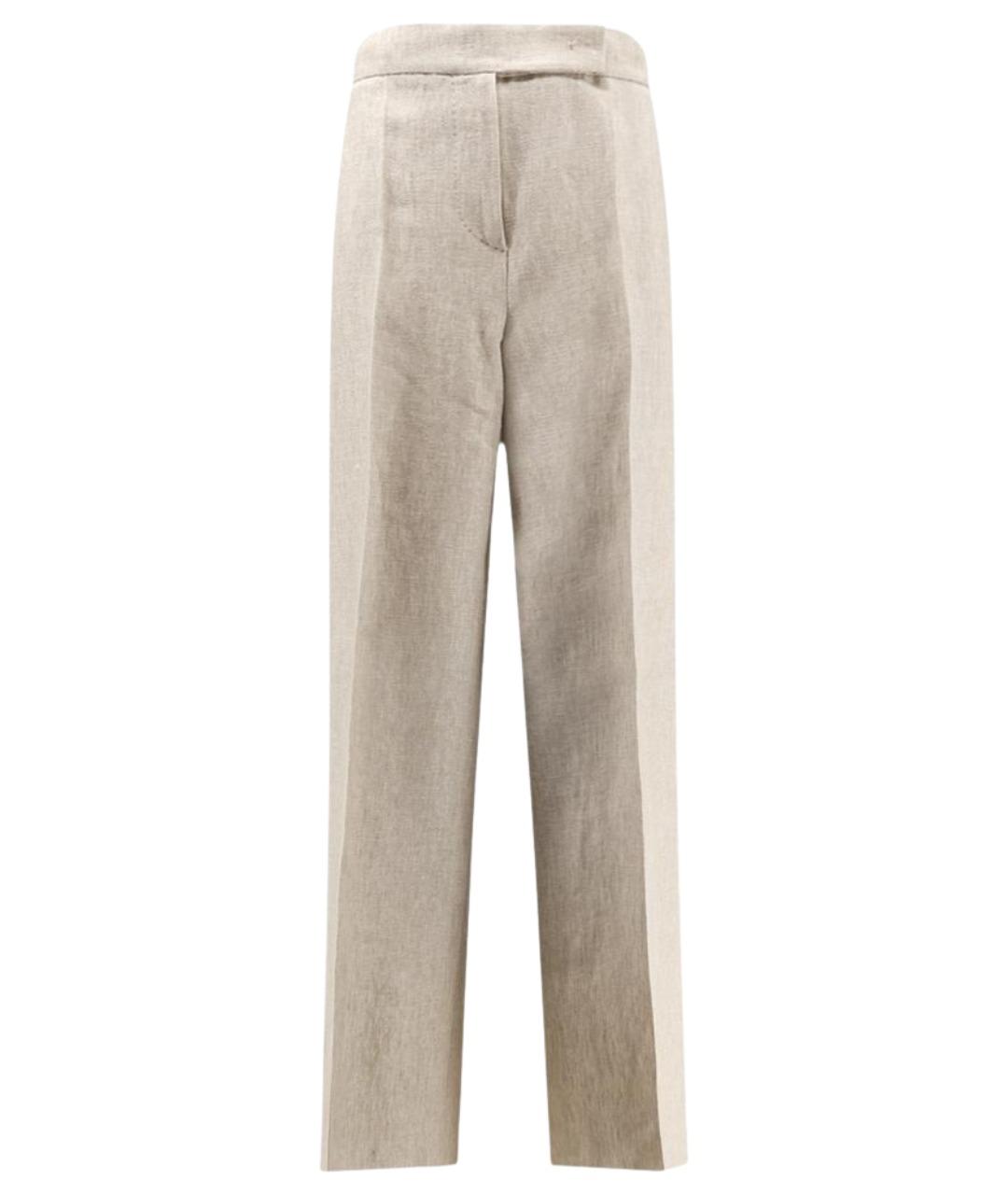 MAX MARA Бежевые льняные прямые брюки, фото 1